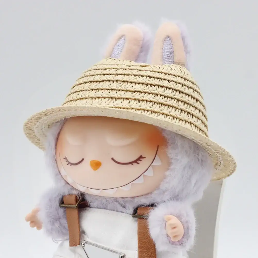 labubu doll straw hat bunny ears pastel colors v1 v2