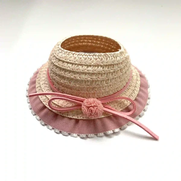 labubu doll straw hat outfit set featuring daisy embroidery