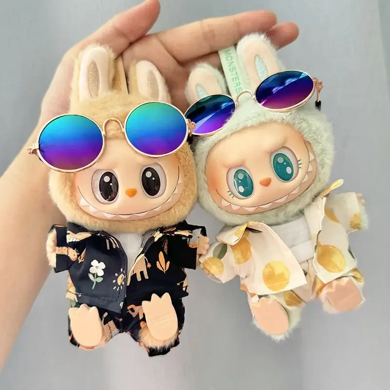 labubu doll summer clothes set including sunglasses and shoes