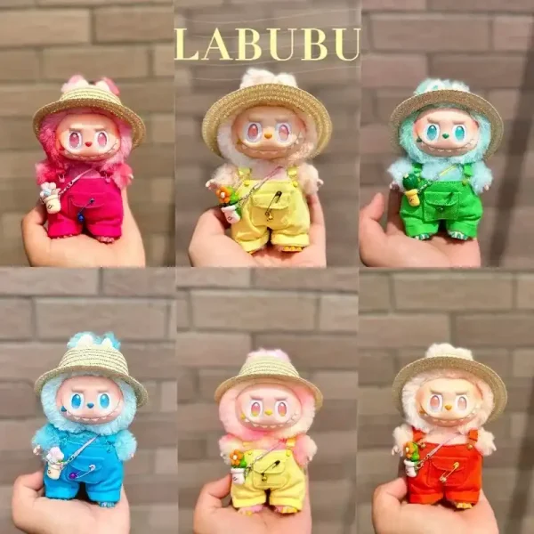 labubu doll summer fashion overalls outfit set with accessories