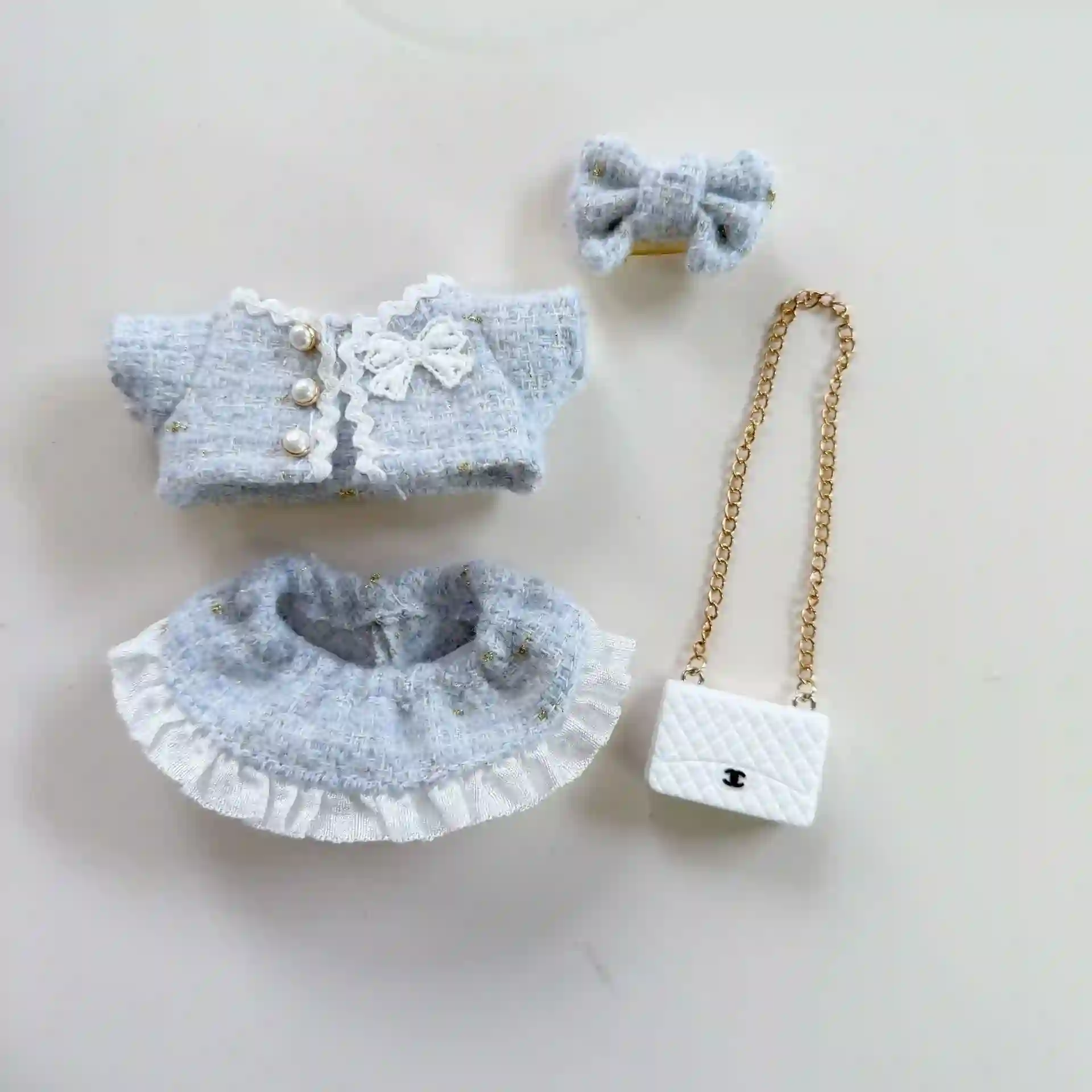 labubu doll tweed jacket dress outfit perfect for photos