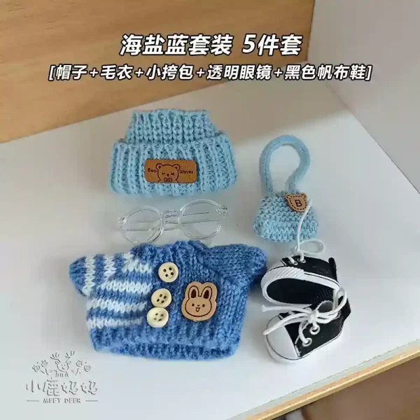 labubu doll winter clothing set featuring a bear label