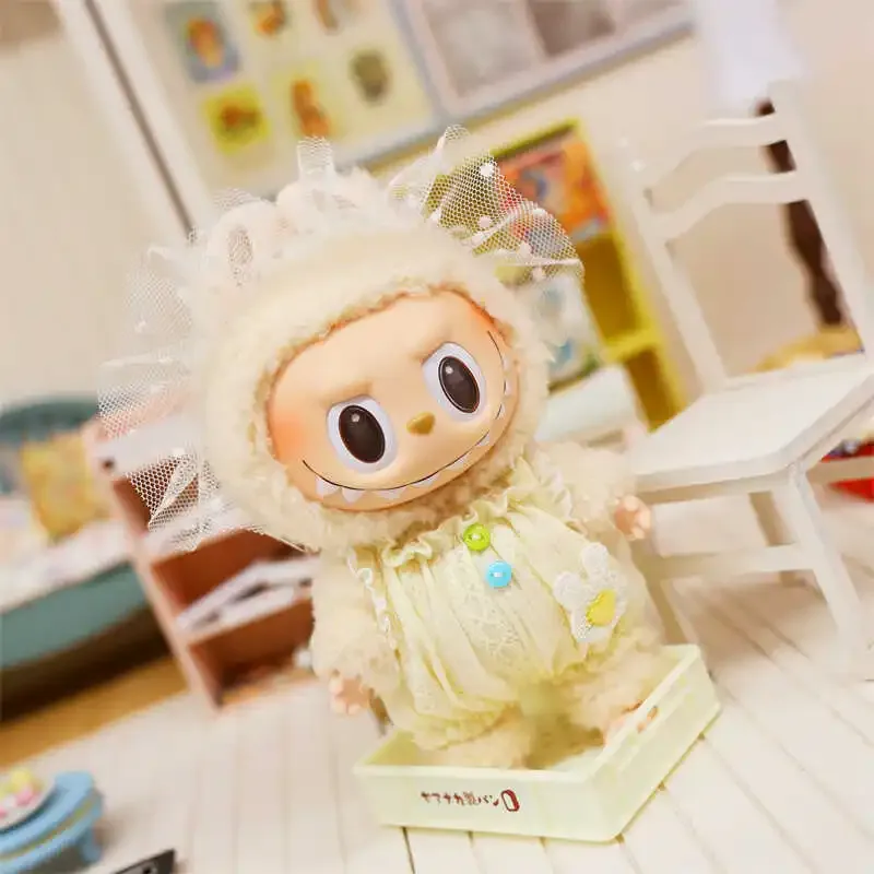 labubu doll yellow bunny pajama outfit 15cm v1 v2 v3