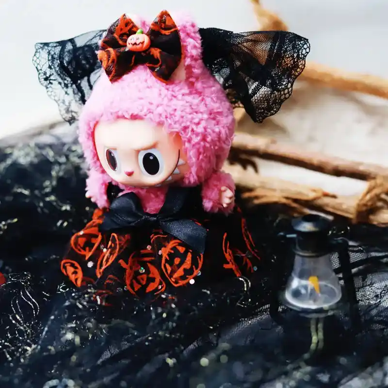 labubu halloween pumpkin dress outfit for 15cm doll