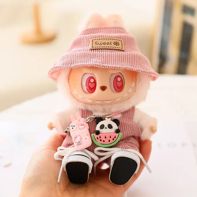 labubu i ii series doll clothing set overalls bucket hat