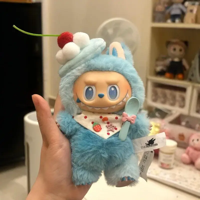 labubu ice cream bunny outfit light blue red white mint green pastel colors