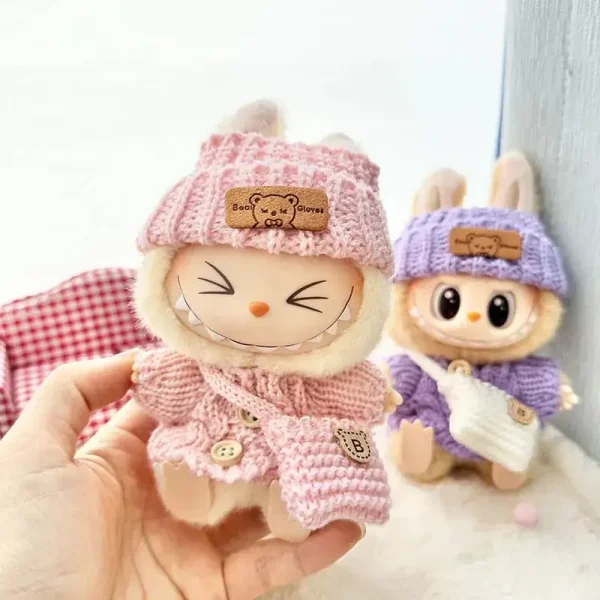 labubu knitted bunny outfit set for fashion doll lovers
