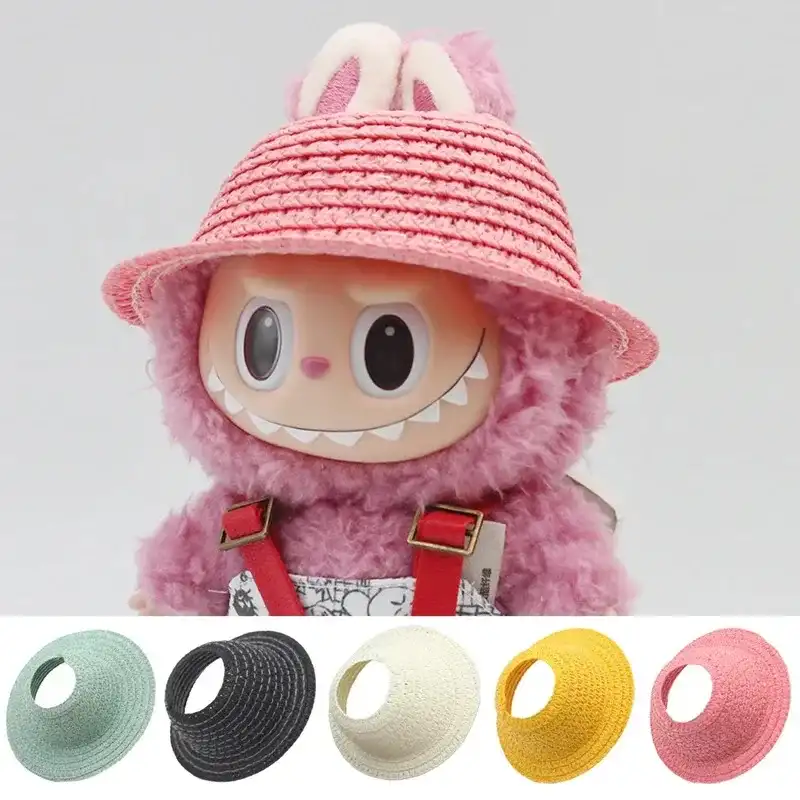 labubu ropa v1 v2 compatible straw hat bunny ears accessory
