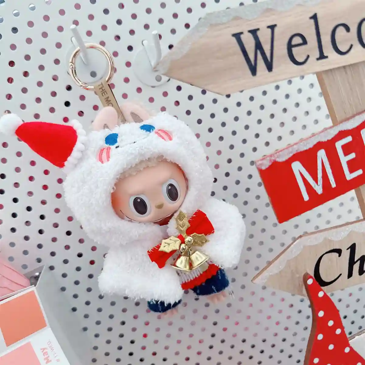 labubu santa hat christmas outfit plush doll clothes 15 17cm