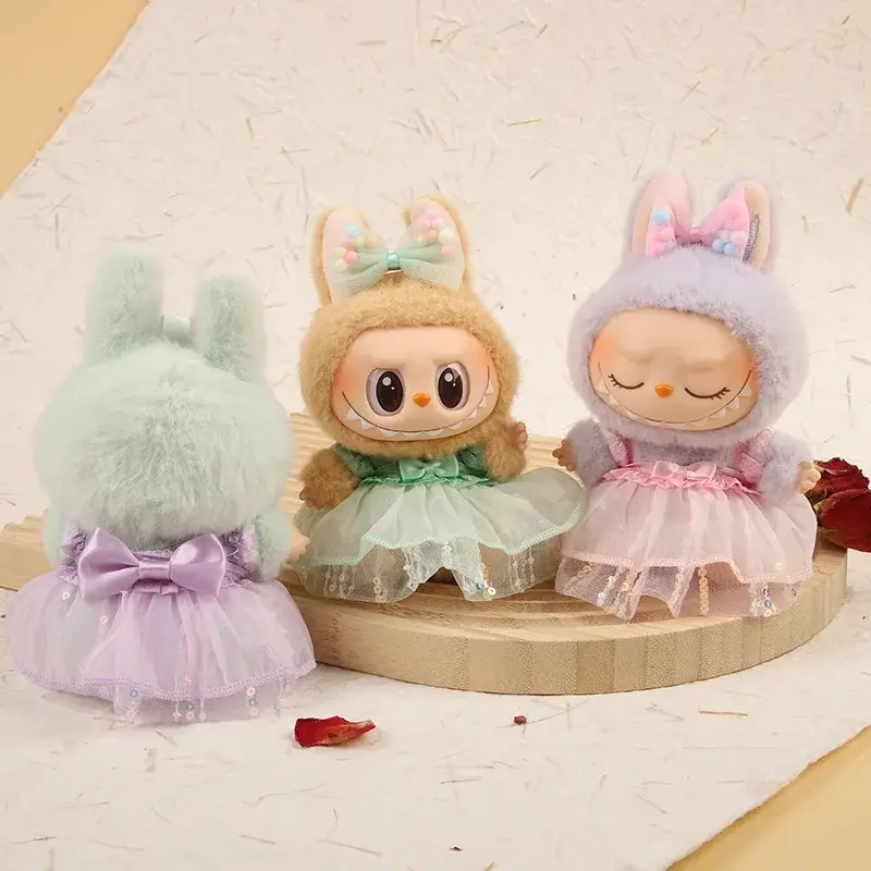 labubu sitting party doll dress with matching hair bow