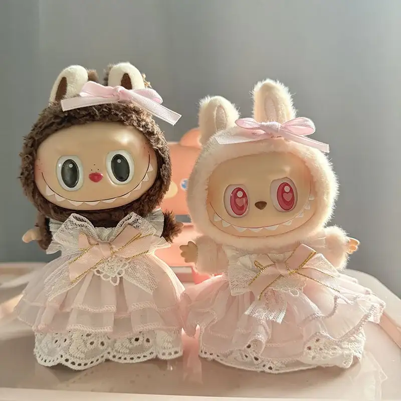 labubu sitting party dress pink butterfly bow
