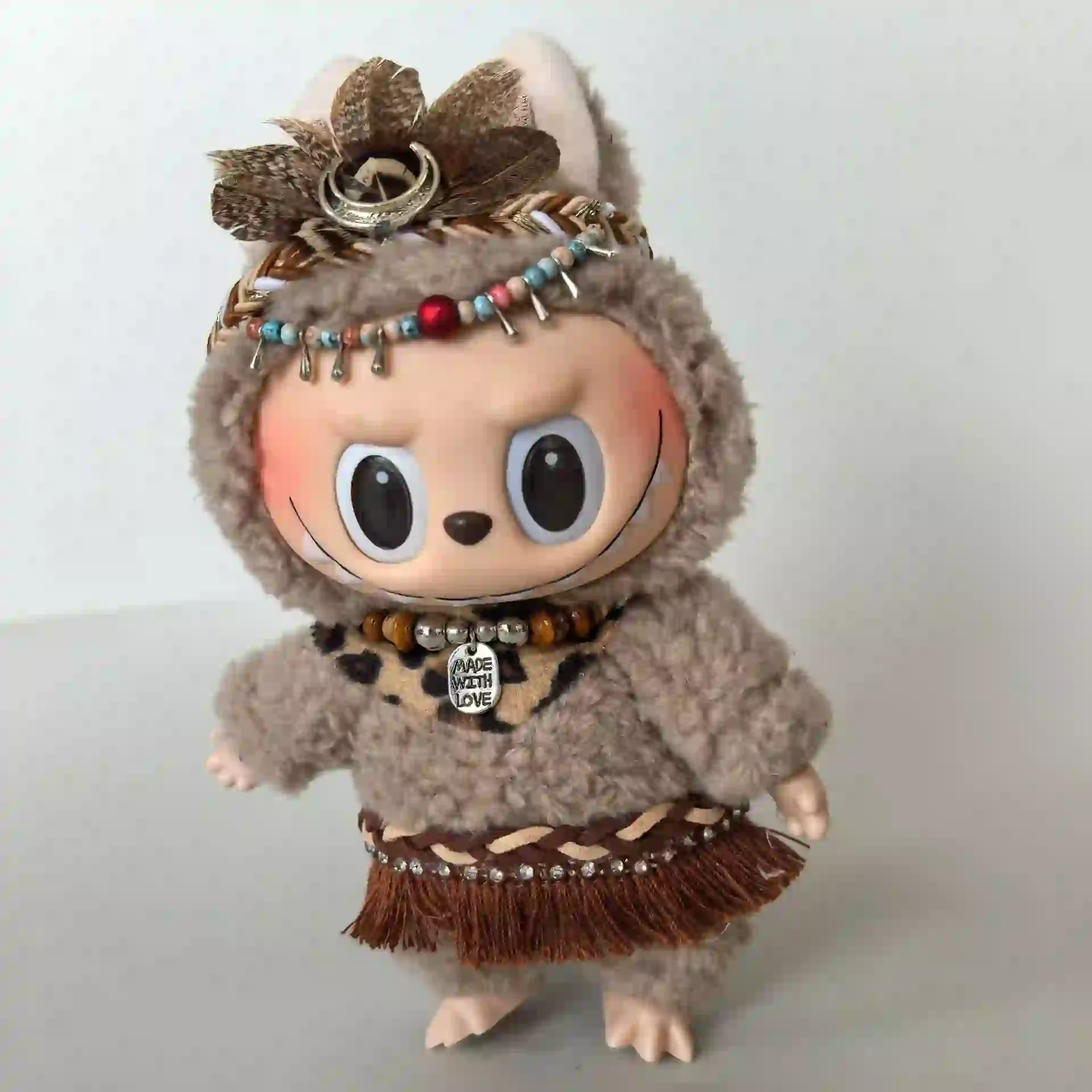 labubu tribal outfit costume set plush bodysuit