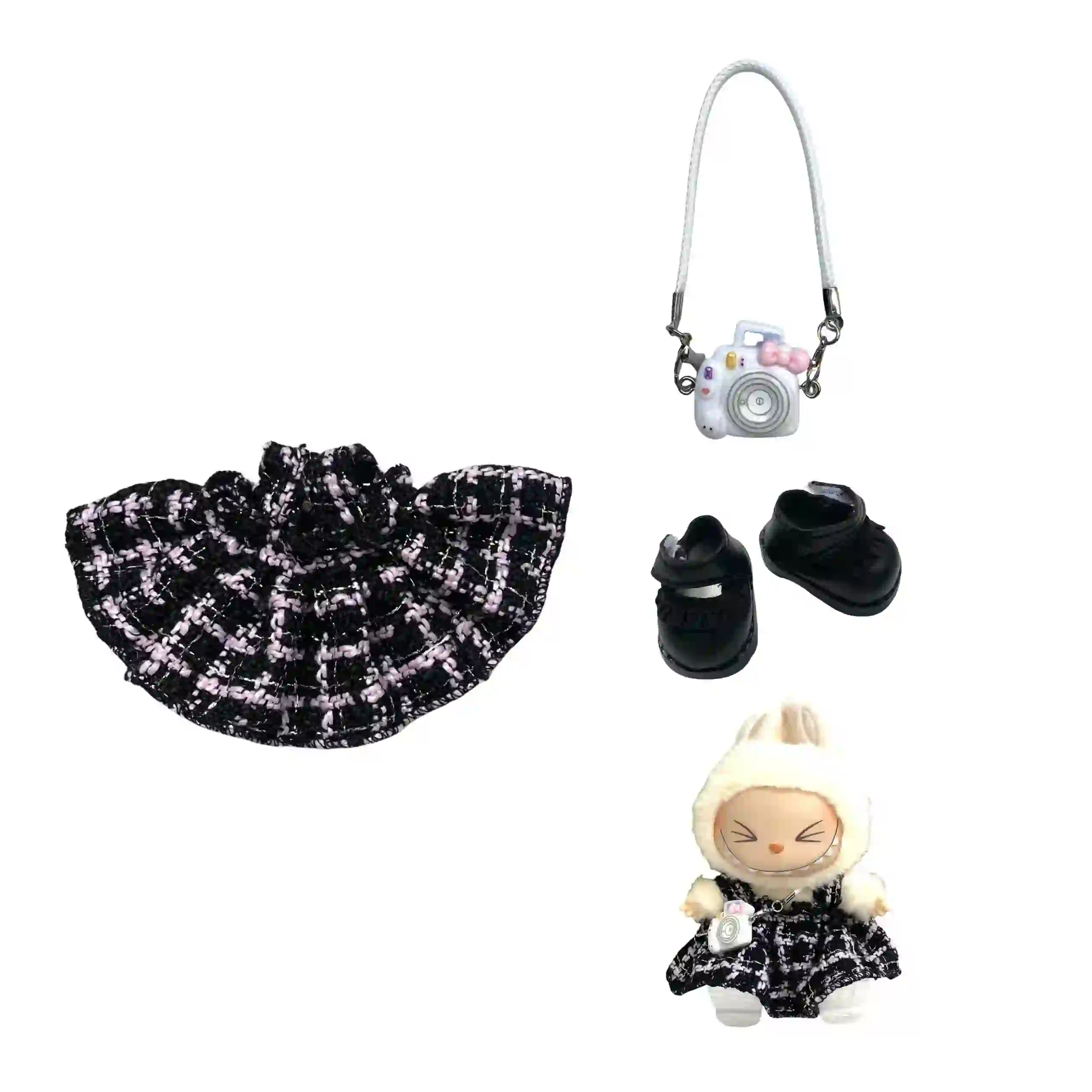 labubu v1 v2 compatible bunny outfit set with accessories included