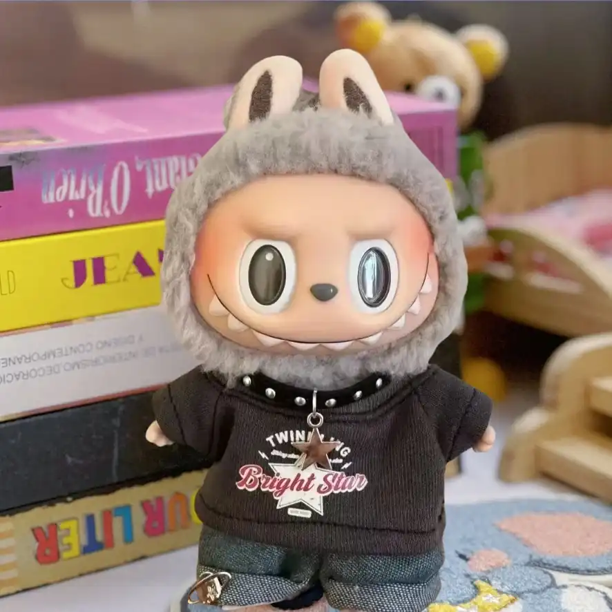 labubu v1 v2 v3 doll 3 piece outfit set hip hop style