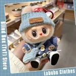 labubu winter accessories set dark blue scarf and white shoes