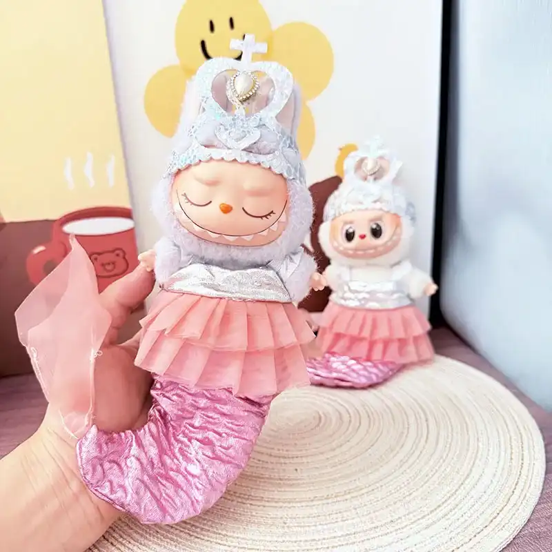 layered tulle skirt mermaid tail outfit for labubu doll