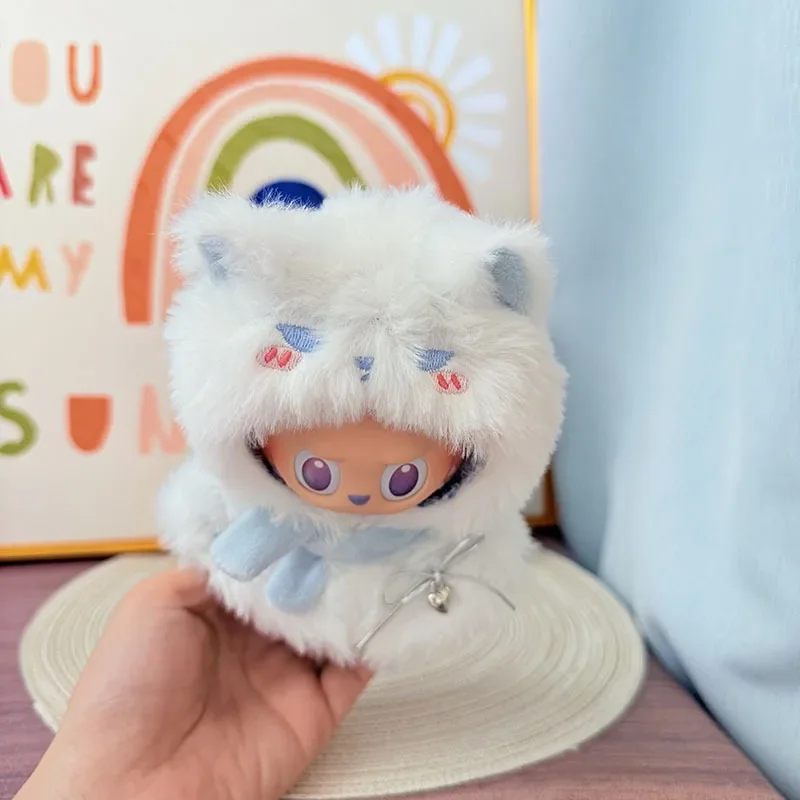 light blue and white labubu doll hooded cape outfit kawaii style