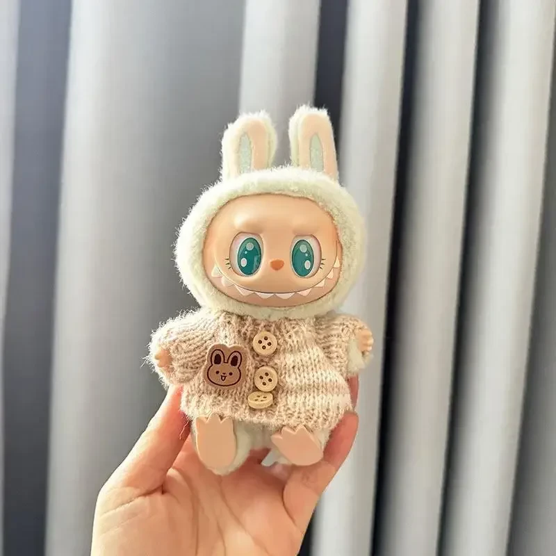 light blue labubu knit outfit for 15 17cm labubu dolls