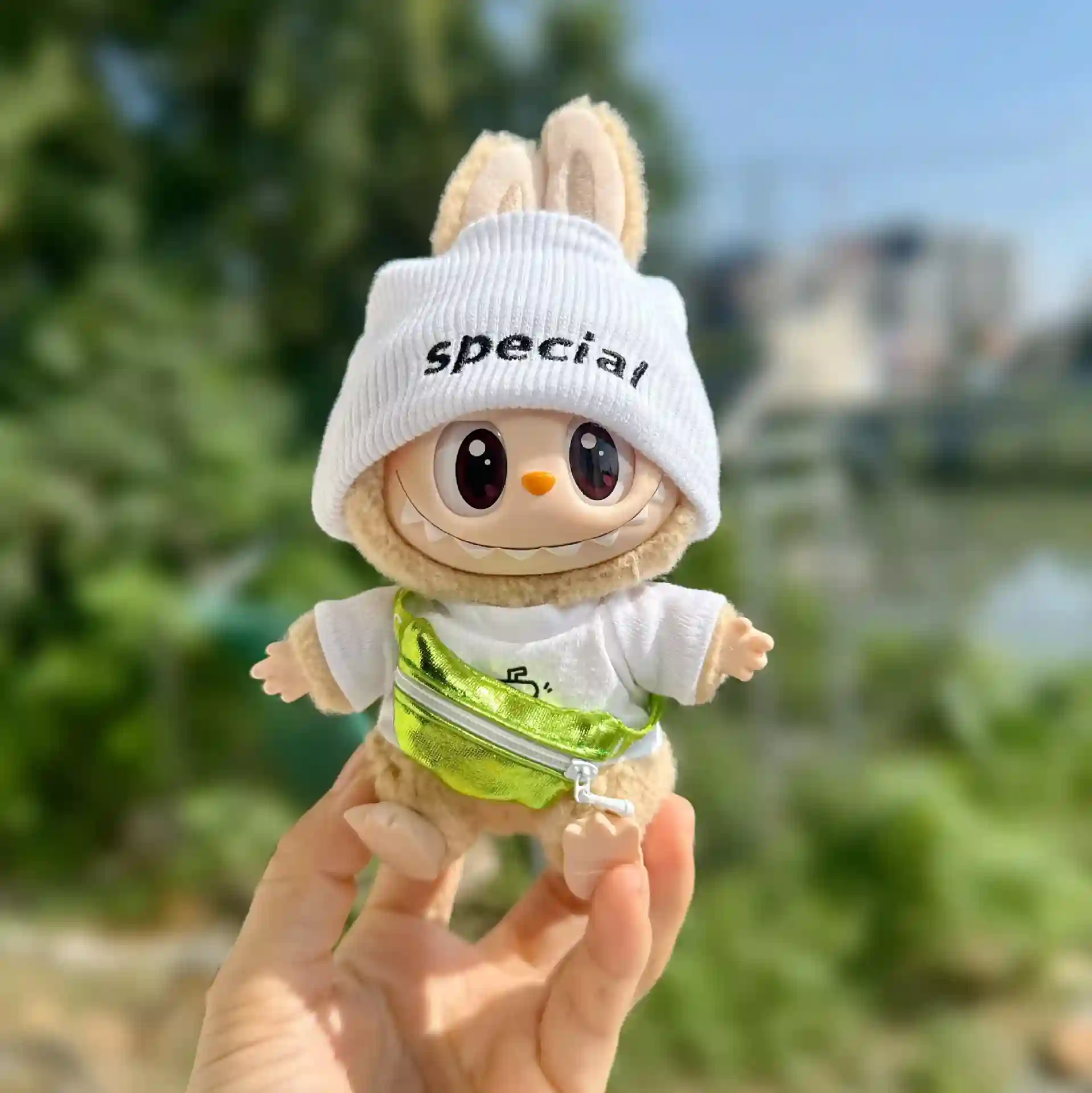 lime green bag accessory for 17cm Labubu outfit