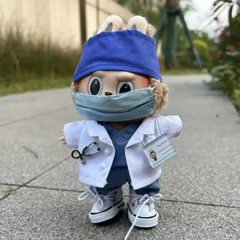 luxury Labubu doll 17cm doctor uniform set for collectors