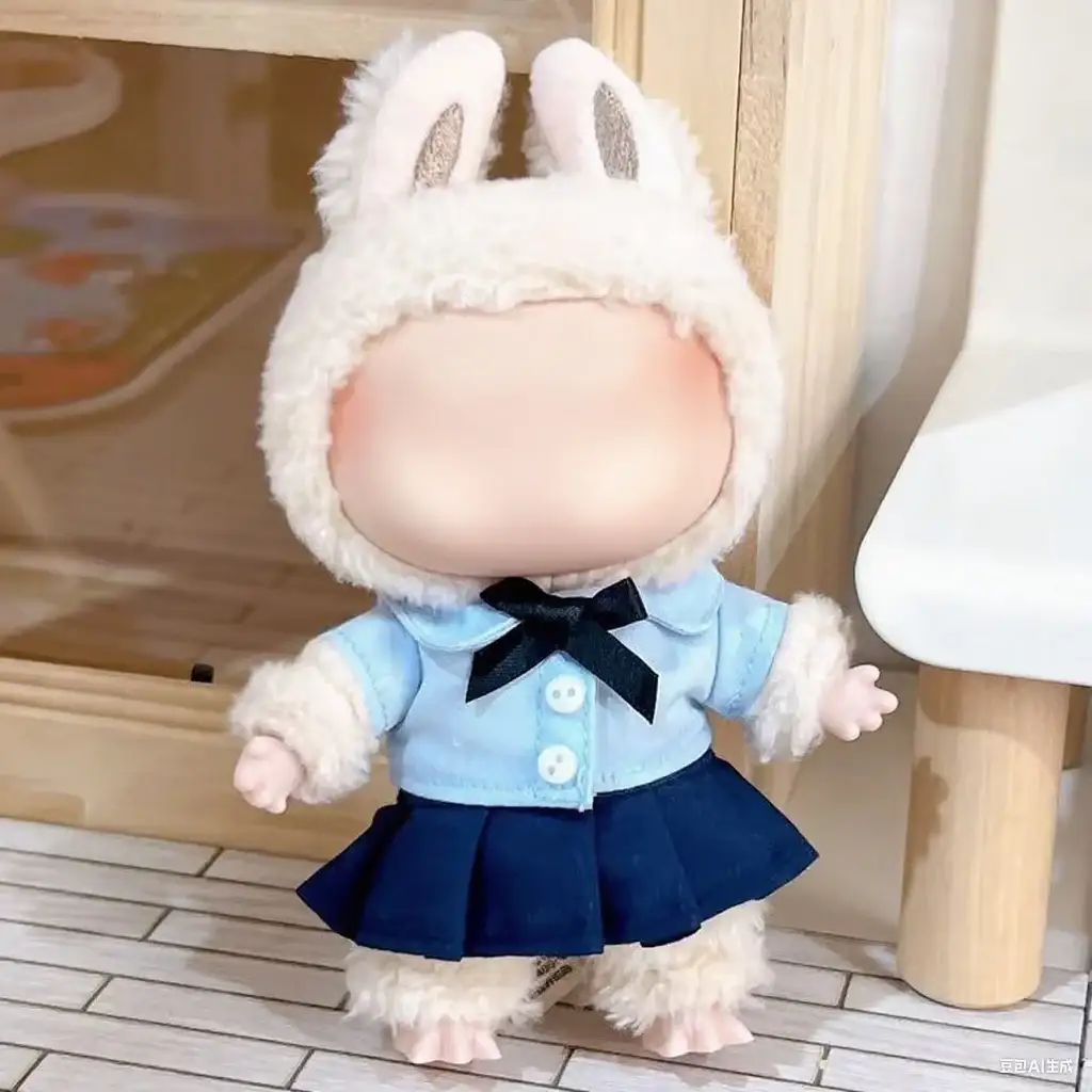 luxury designer doll clothes 17cm Labubu bunny school uniform
