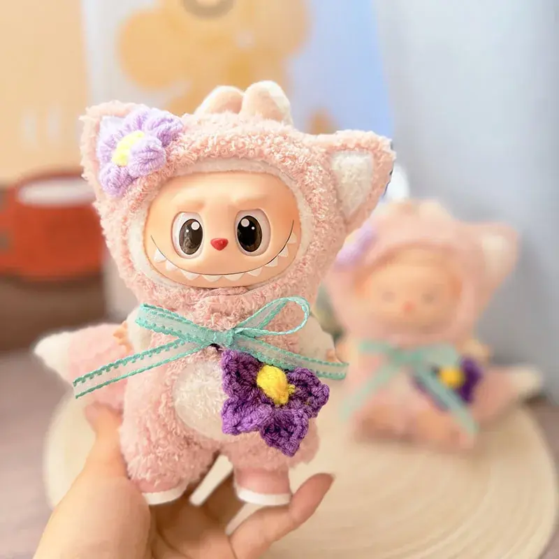 luxury designer labubu doll clothes pink fox themed outfit
