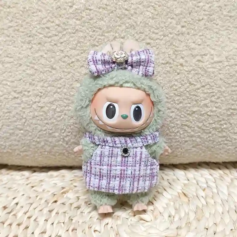 luxury pastel green bunny hooded jacket for 17cm Labubu