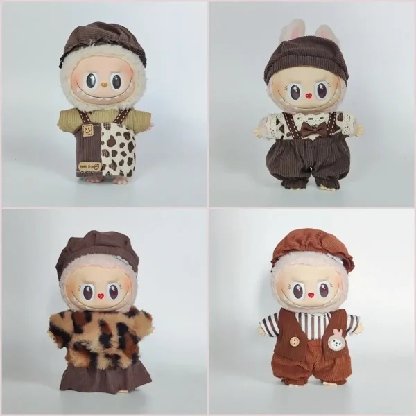 meticulously crafted 17cm Labubu brown corduroy outfit