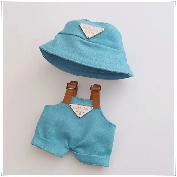 miniature bucket hat and overalls set for 17cm Labubu