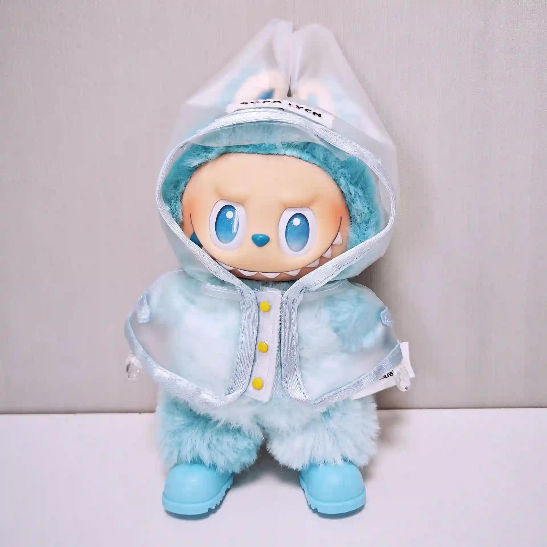 mint green and clear raincoat for labubu v1 v2 v3