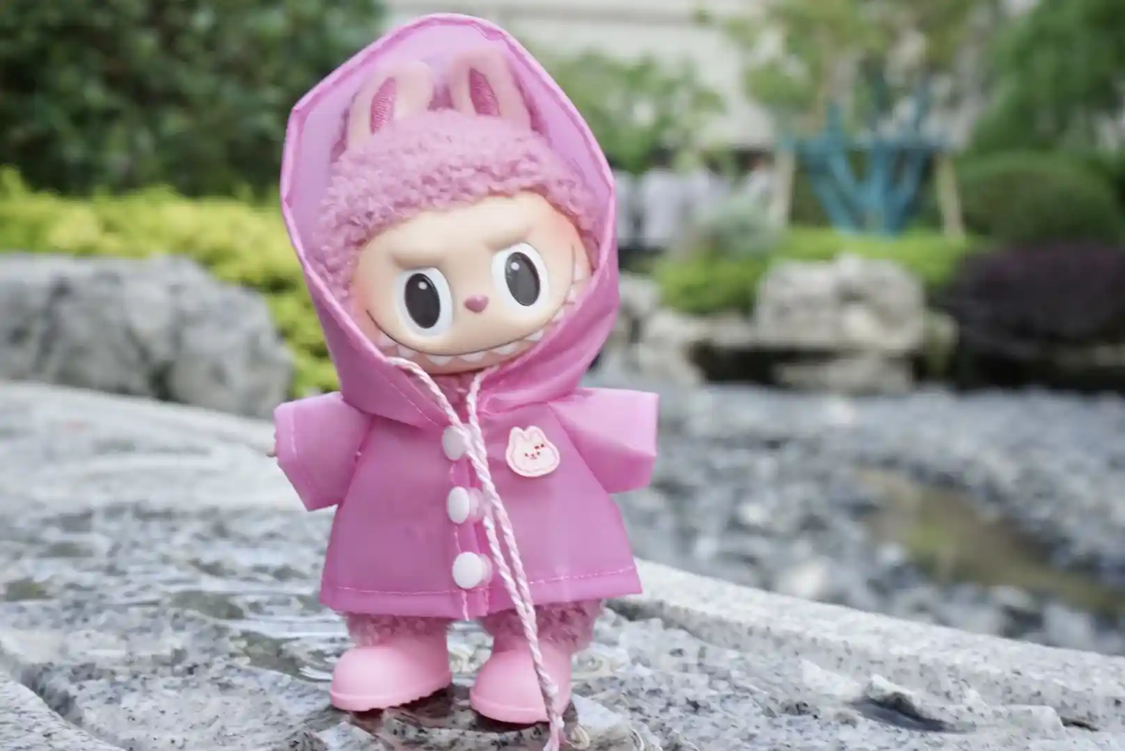 mint green labubu raincoat stylish doll clothes for photography