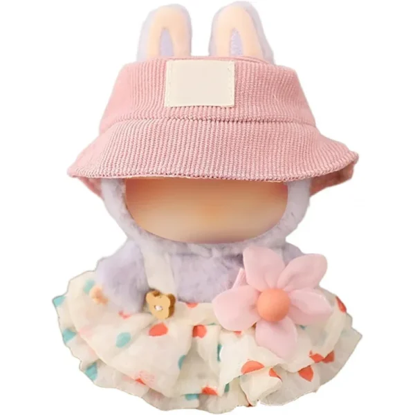 mint green lavender bunny costume for 17cm labubu doll