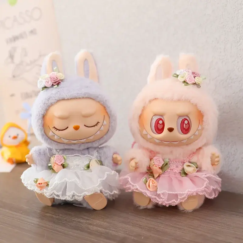 pastel bunny costume and dress for 15cm labubu doll