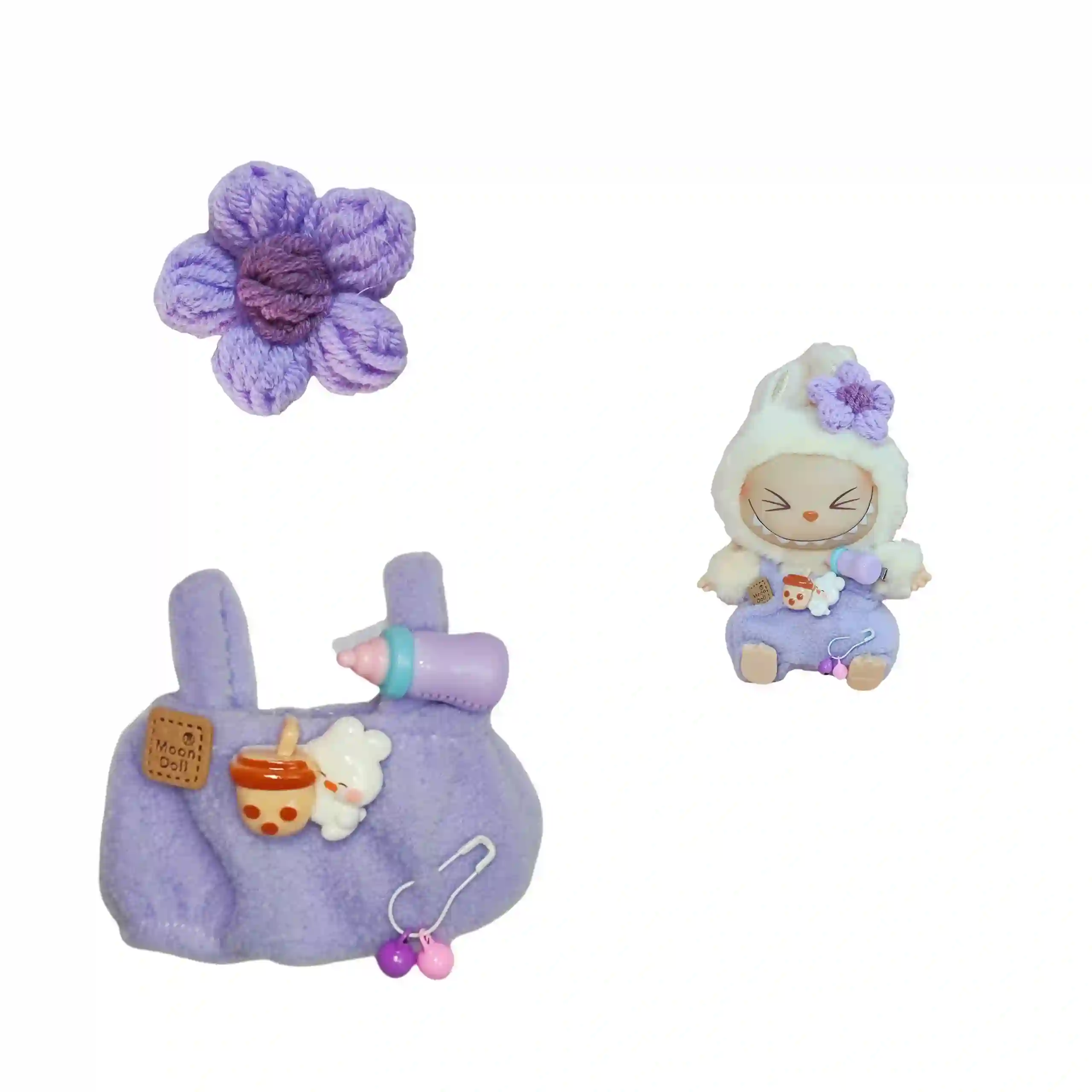 pastel color labubu bunny outfit set for photoshoot