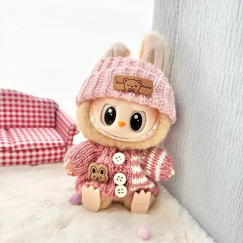 pastel colored labubu bunny outfit for doll playtime