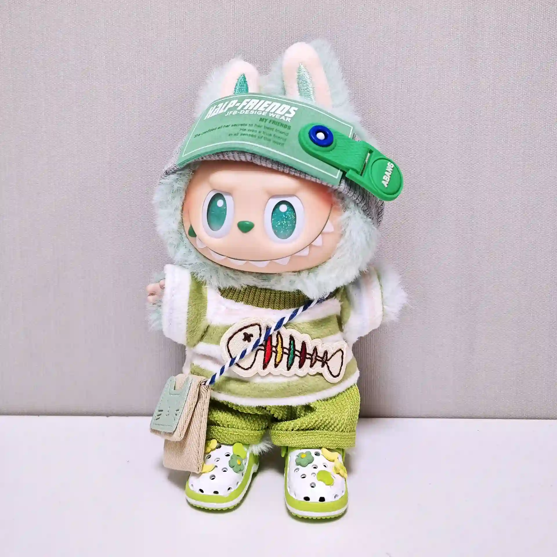 pastel green labubu doll clothing set accessories