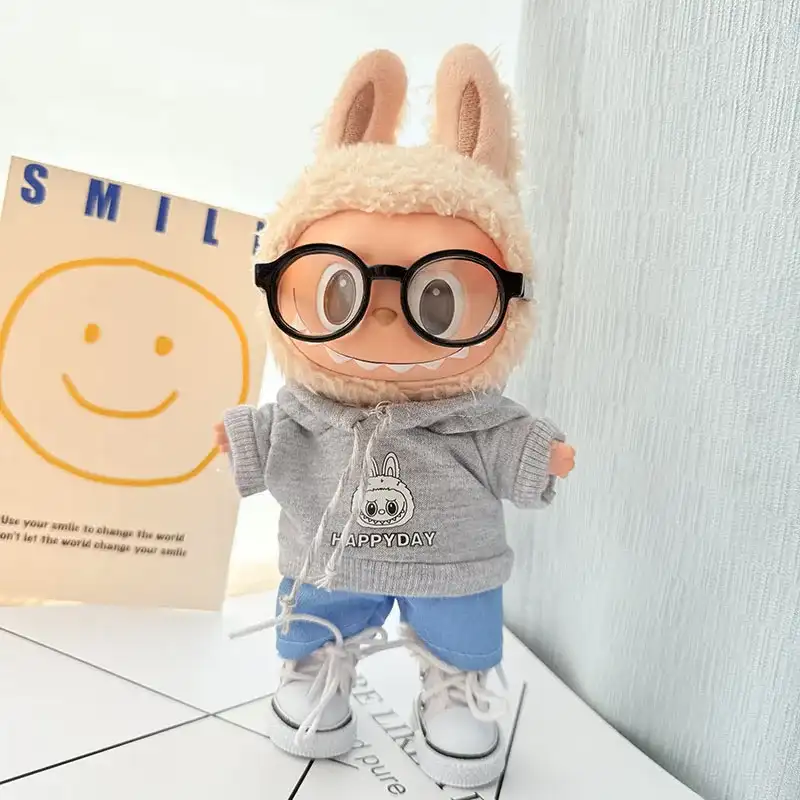pastel grey labubu hoodie outfit and sneakers