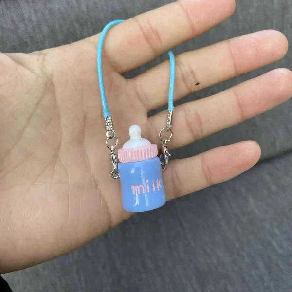 pastel milk bottle keychain accessory for labubu clothing