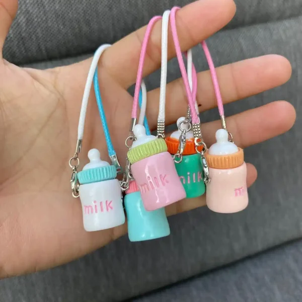 pastel milk bottle keychain for labubu doll gentle handling