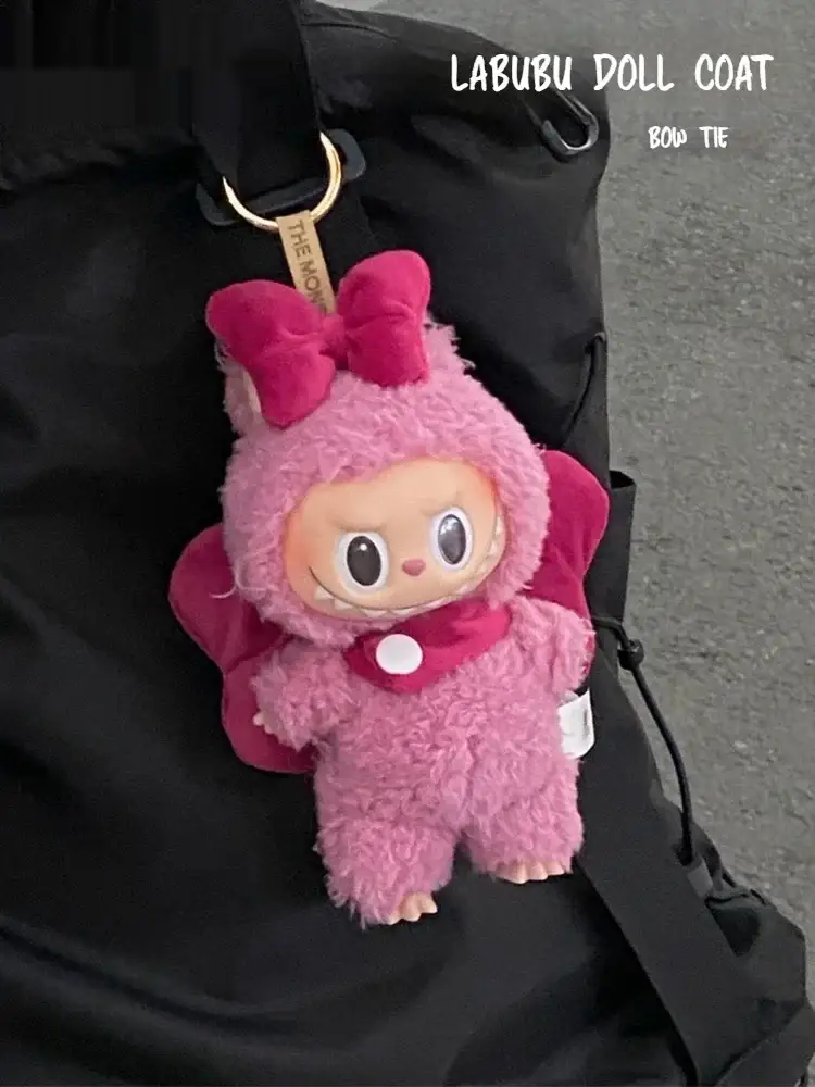 pastel pink bunny costume for 17cm Labubu mini doll