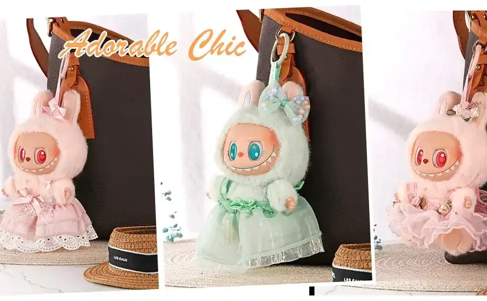 pastel pink bunny costume for 17cm labubu doll