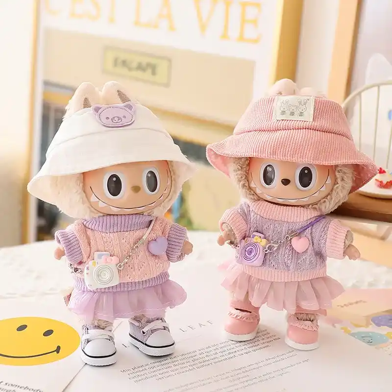 pastel pink lavender 17cm Labubu doll clothes set