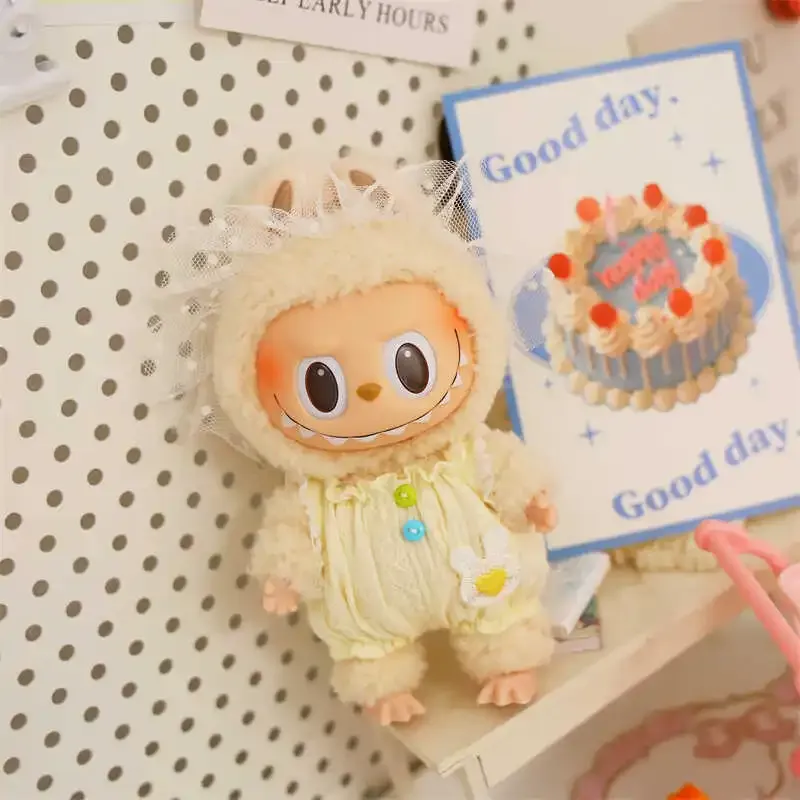 pastel yellow labubu doll pajamas with daisy appliques