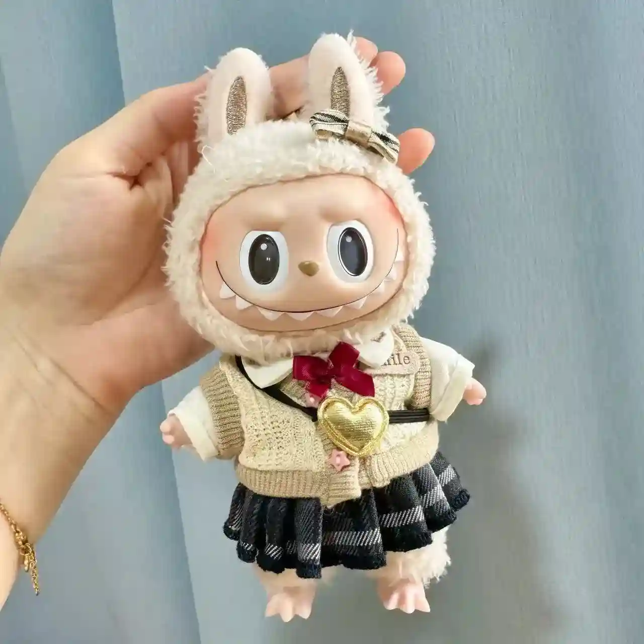 perfect fit 17cm Labubu school uniform outfit set