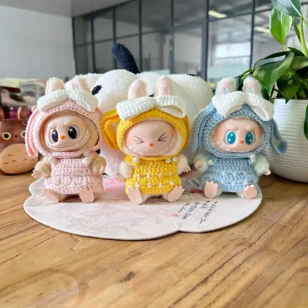 perfect fit crochet bunny outfit for 17cm labubu dolls