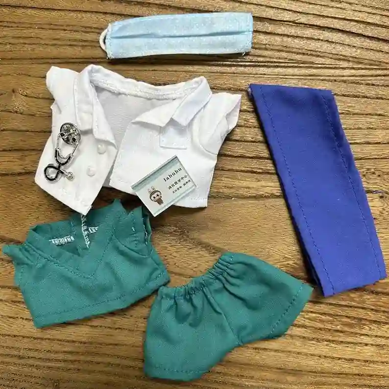 perfect fit doctor costume for 17cm Labubu doll clothes