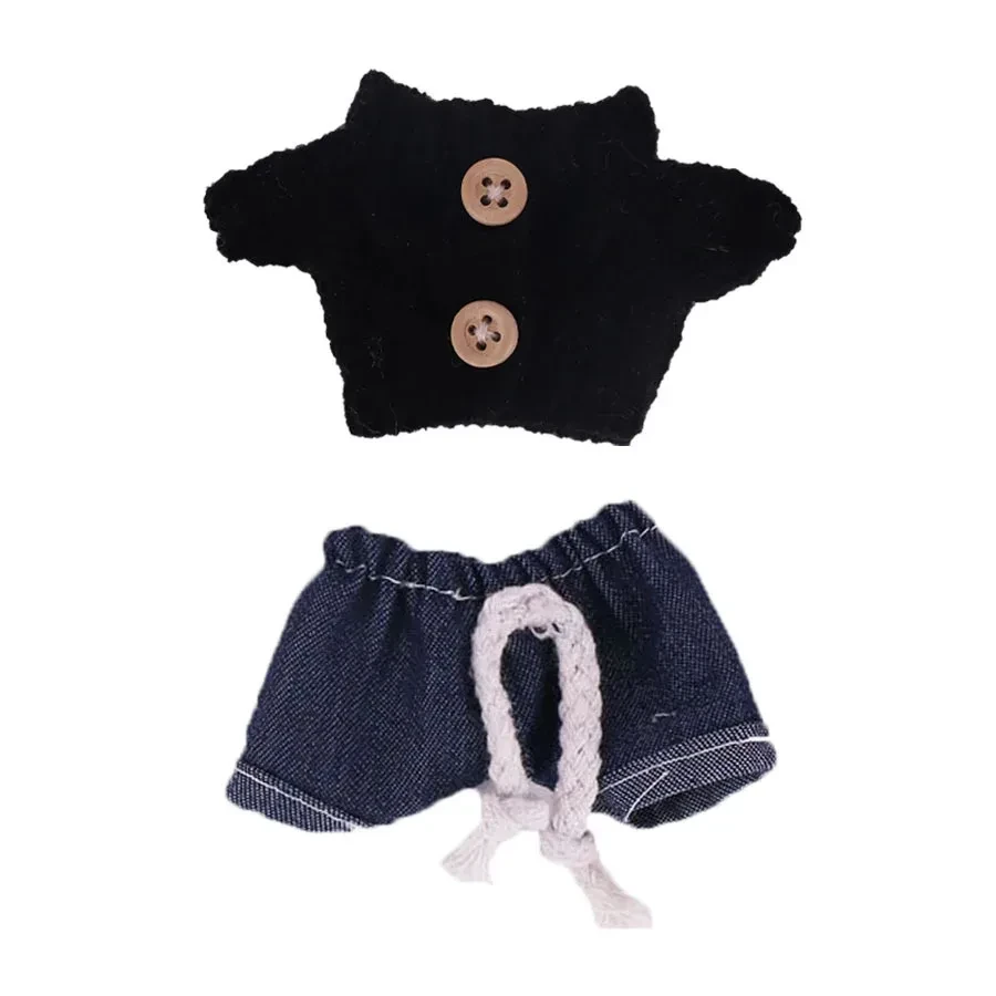 perfect fit labubu doll outfit knit sweater denim shorts set