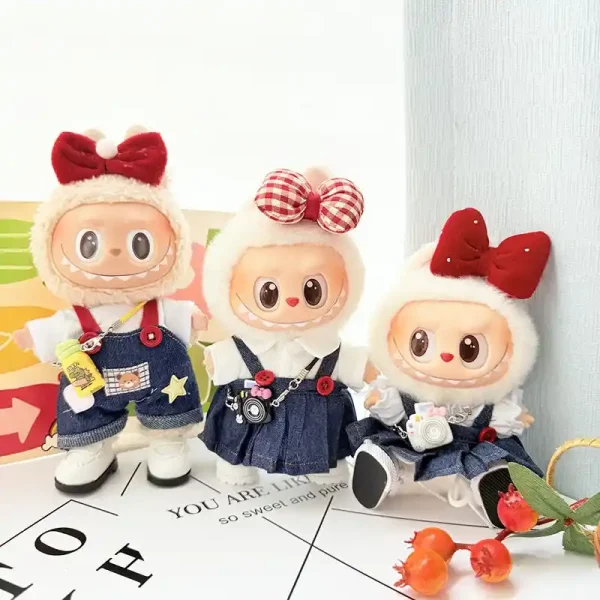 perfect fitting denim outfit for 17cm Labubu doll comfortable and stylish