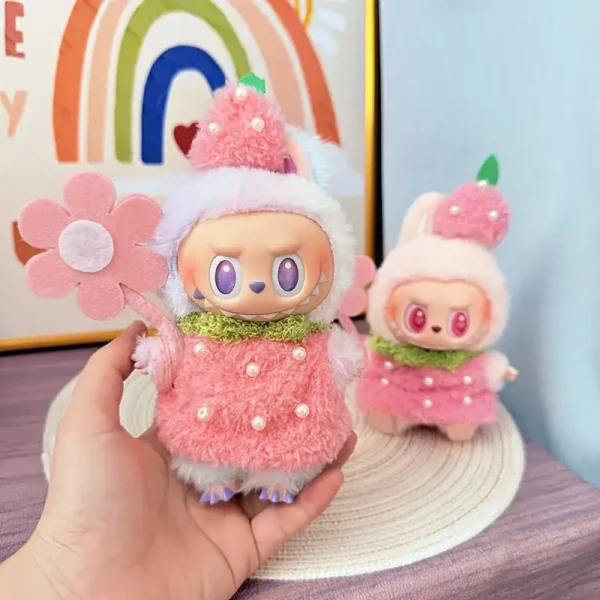 perfect fitting strawberry outfit for 15 17cm labubu plush doll