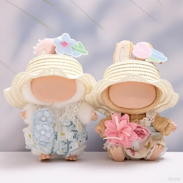 perfect fitting summer outfit for 17cm Labubu dolls keychain